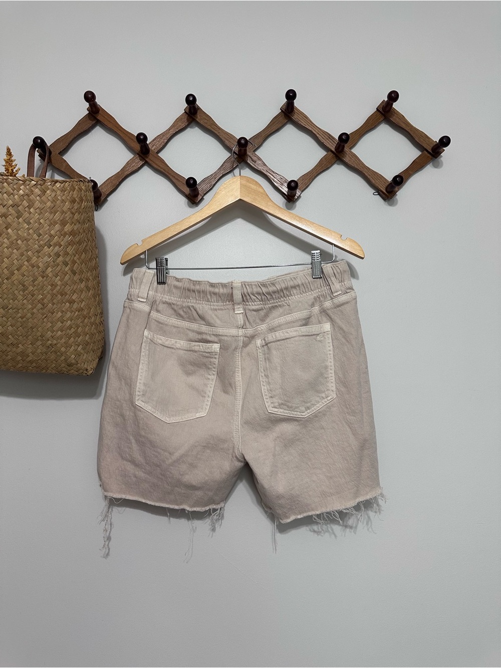 American Eagle Tan Raw Hem Drawstring Cotton Shorts - Picture 5 of 5